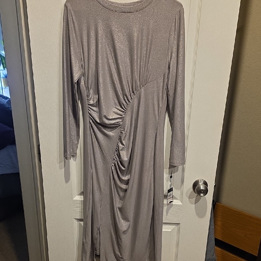 Tommy Hilfiger Elegant Silver Long Sleeve Dress